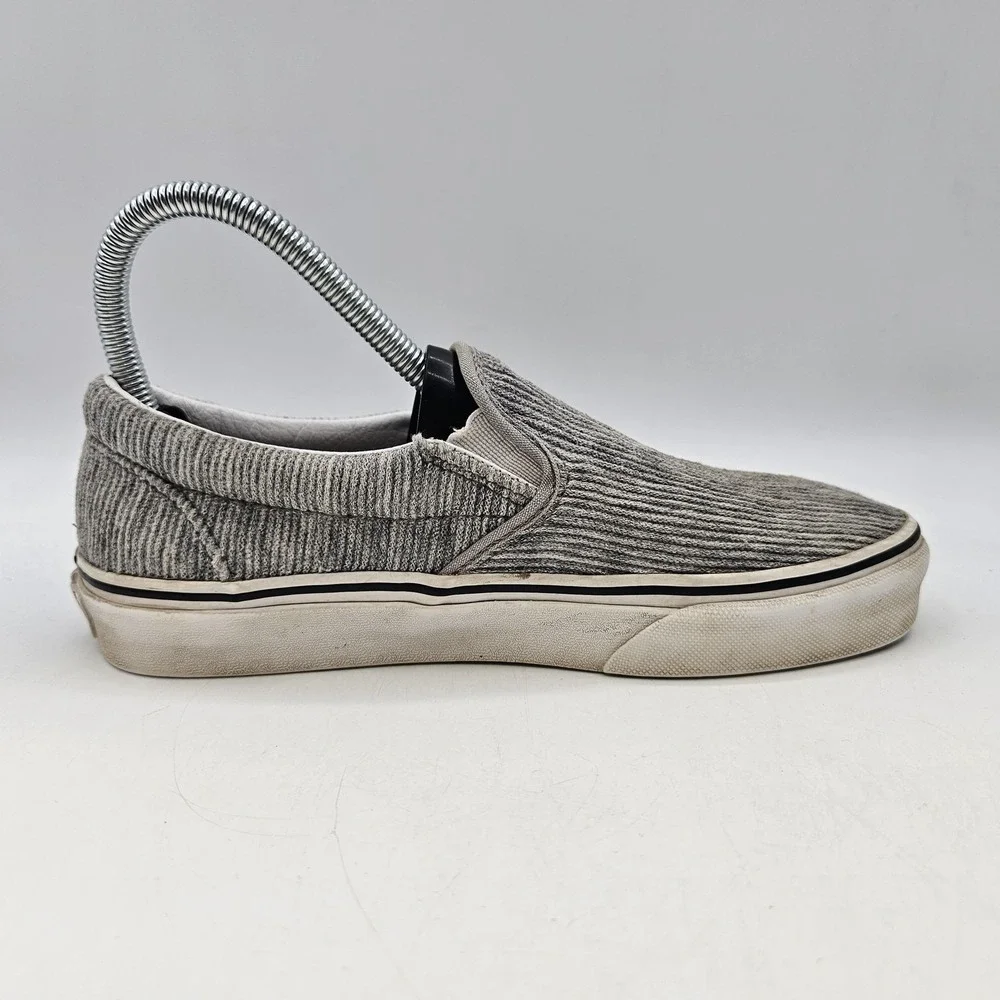 Vans Classic Slip-On Shoes Mens Size 5‎ Gray Corduroy Low Top Skate Sneakers